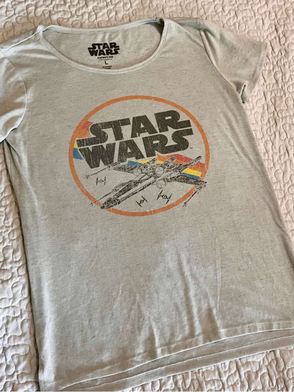 Star Wars Light Gray Kids Short Sleeve Tee with Retro X‑Wing Graphic